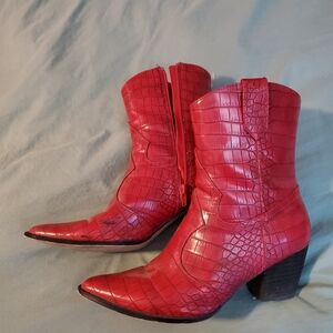 Coconuts by Matisse Red Crocodile Heeled Boots